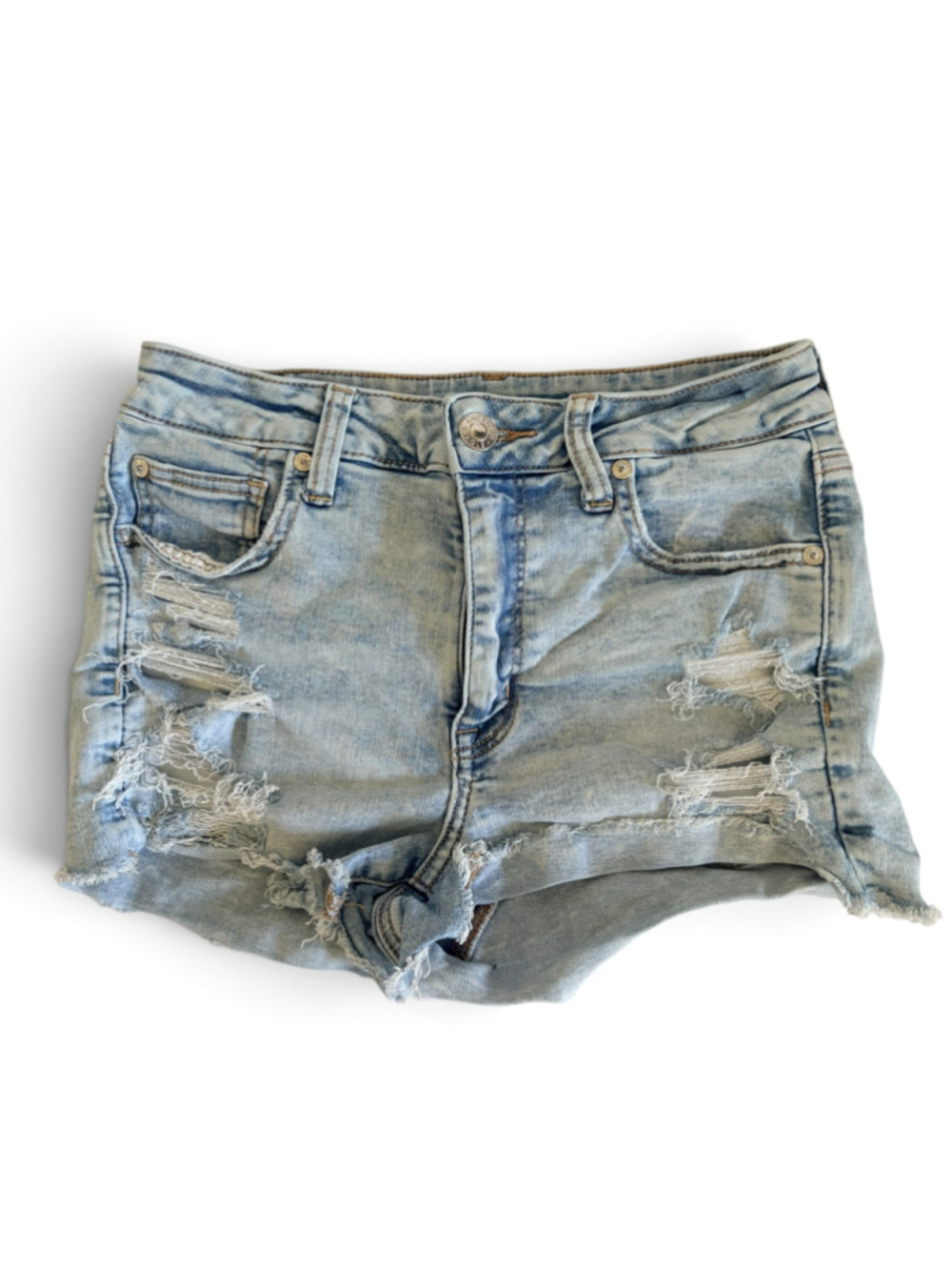American Eagle Women’s Distressed Denim Jean Shorts Size 8 Light Wash